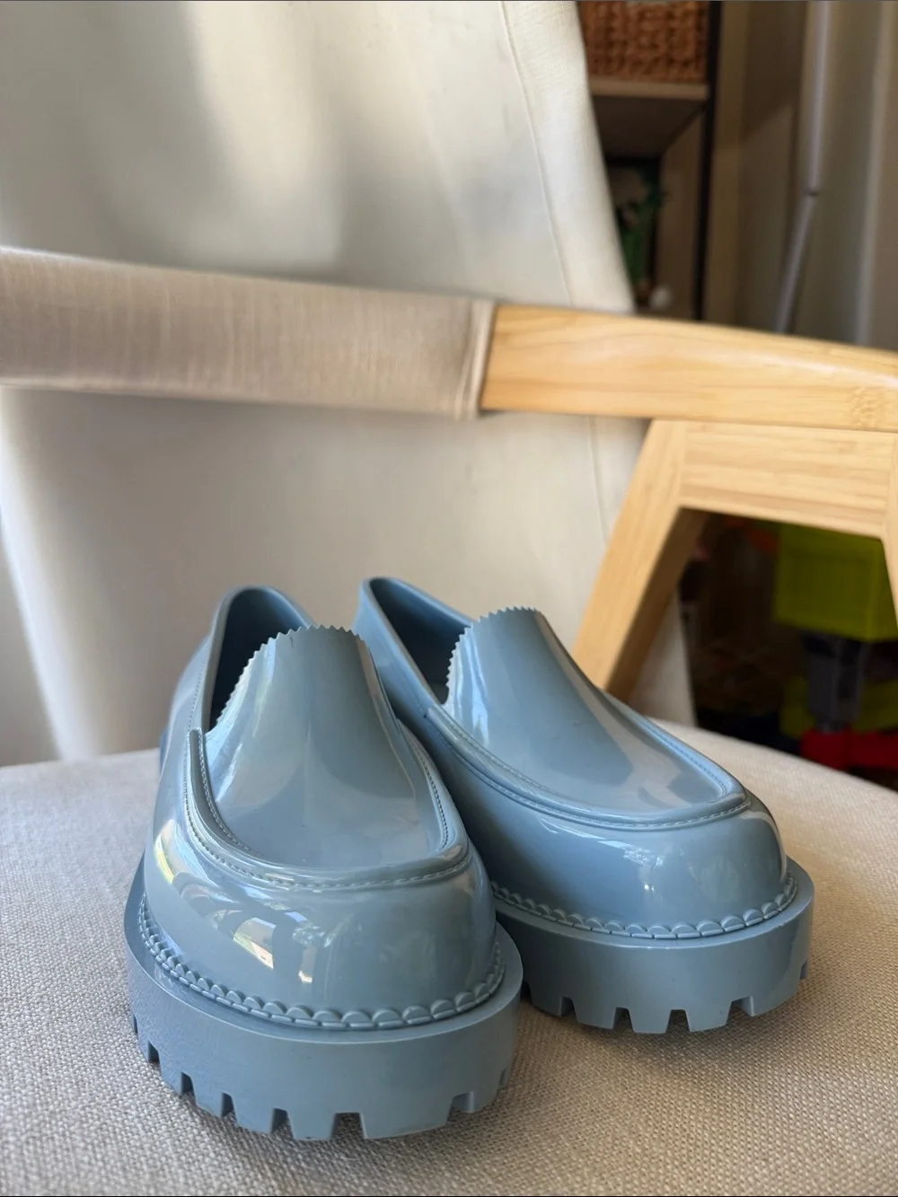 Melissa Royal Platform Loafer Powder Blue Chunky Lug Sole RARE!!
